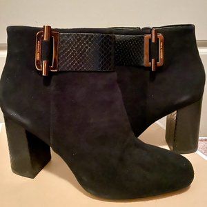 MK Black Genuine Suede & Leather Heeled Boot